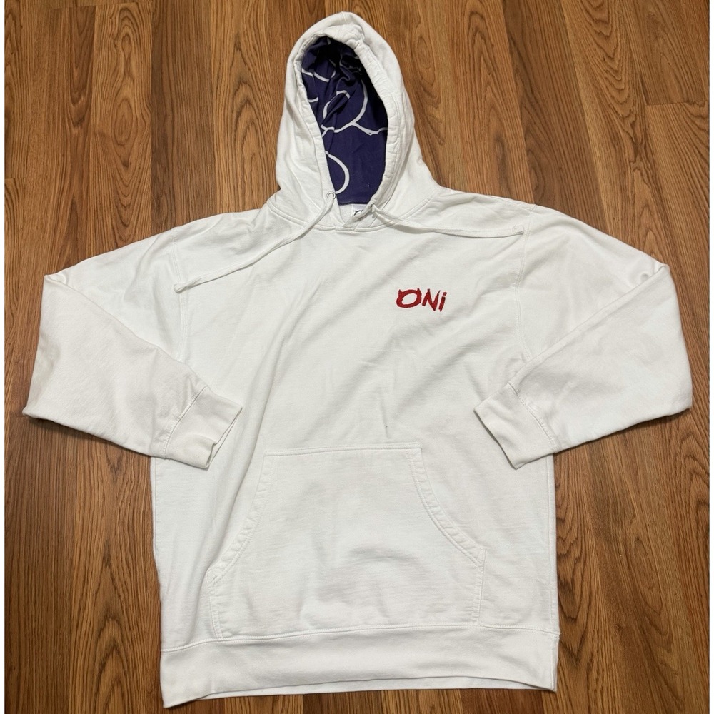 Fabric Of The Universe ONI Hoodie Mens Large White Techwear Cyberpunk Graphic